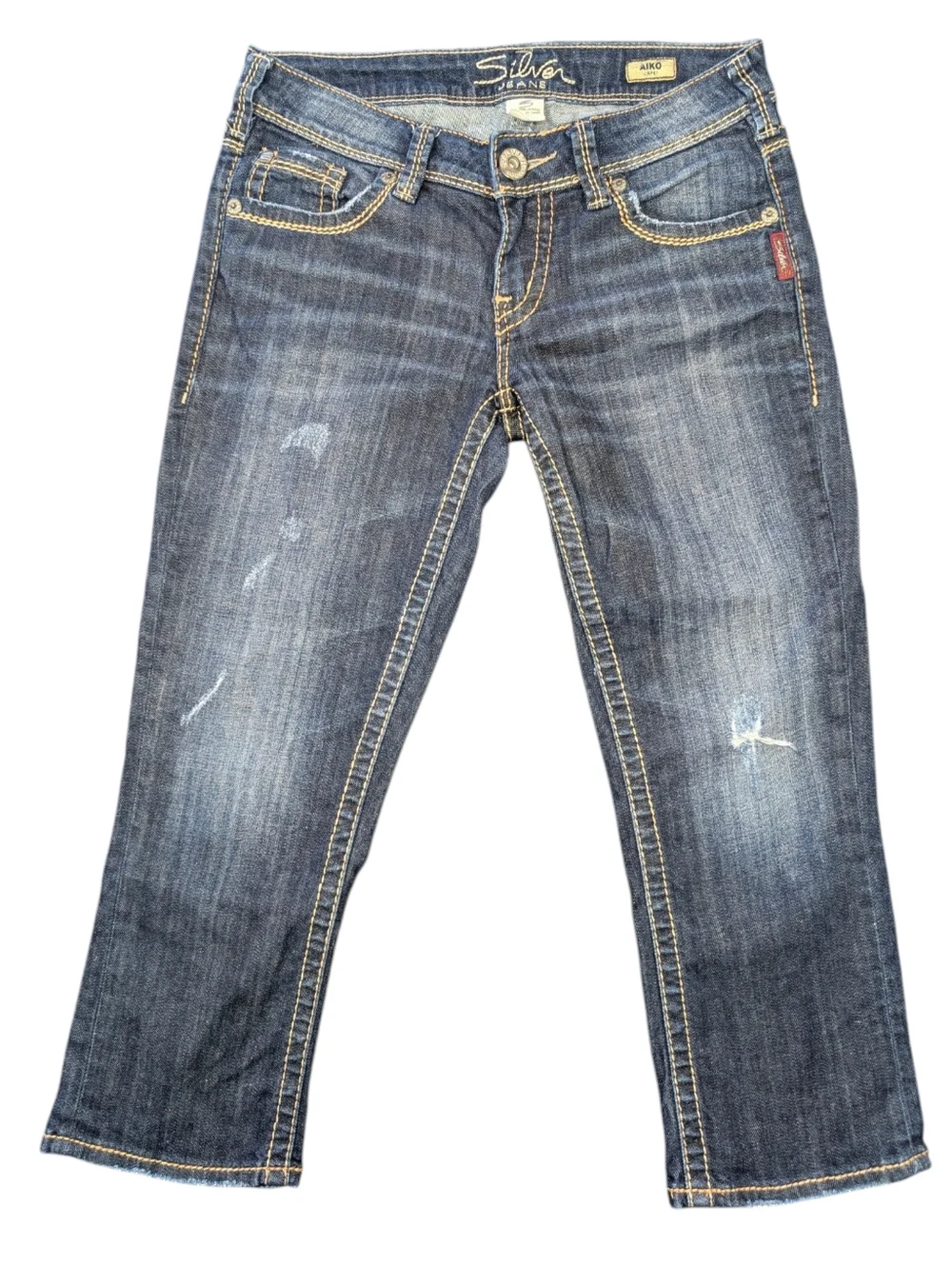 Vintage Y2K Silver Jeans Aiko Capri Distressed Cotton Jeans. W27